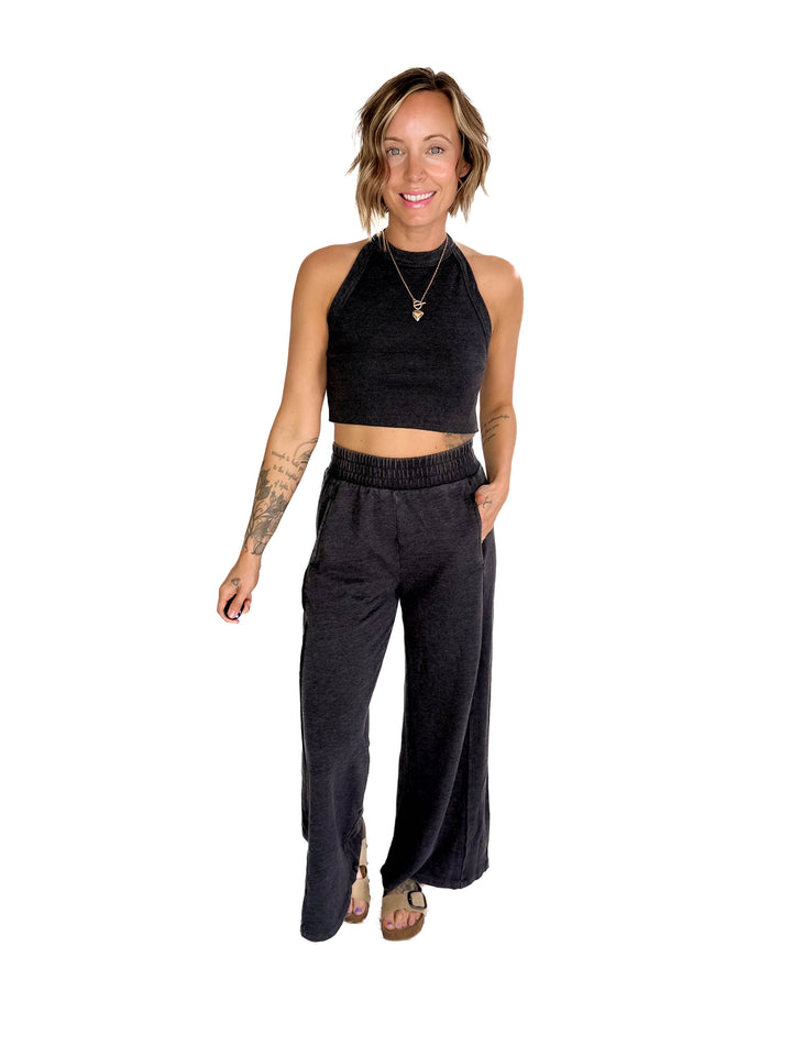 Evangeline Halter Set- CHARCOAL-FINAL SALE