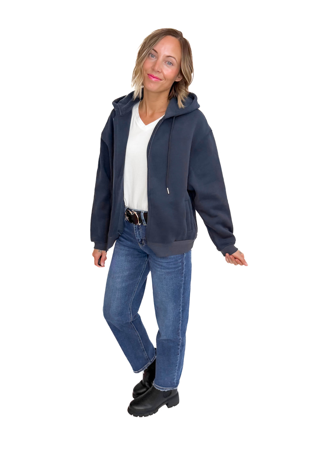 Baillie Premium Cloud Fleece Zip Hoodie- NAVY-FINAL SALE