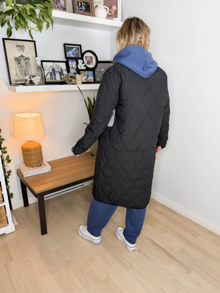 MONO B Northern Lights Quilted Bomber Jacket- BLACK