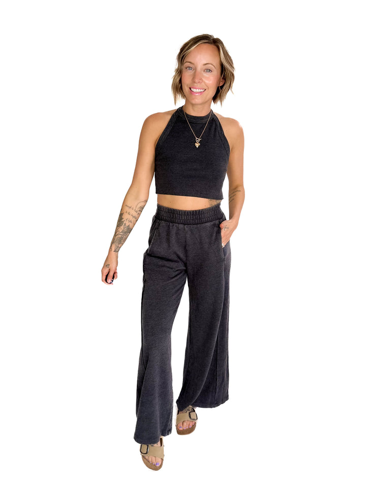 Evangeline Halter Set- CHARCOAL-FINAL SALE