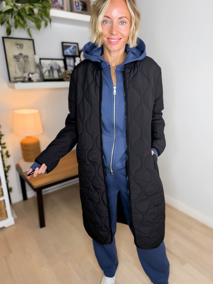 MONO B Northern Lights Quilted Bomber Jacket- BLACK
