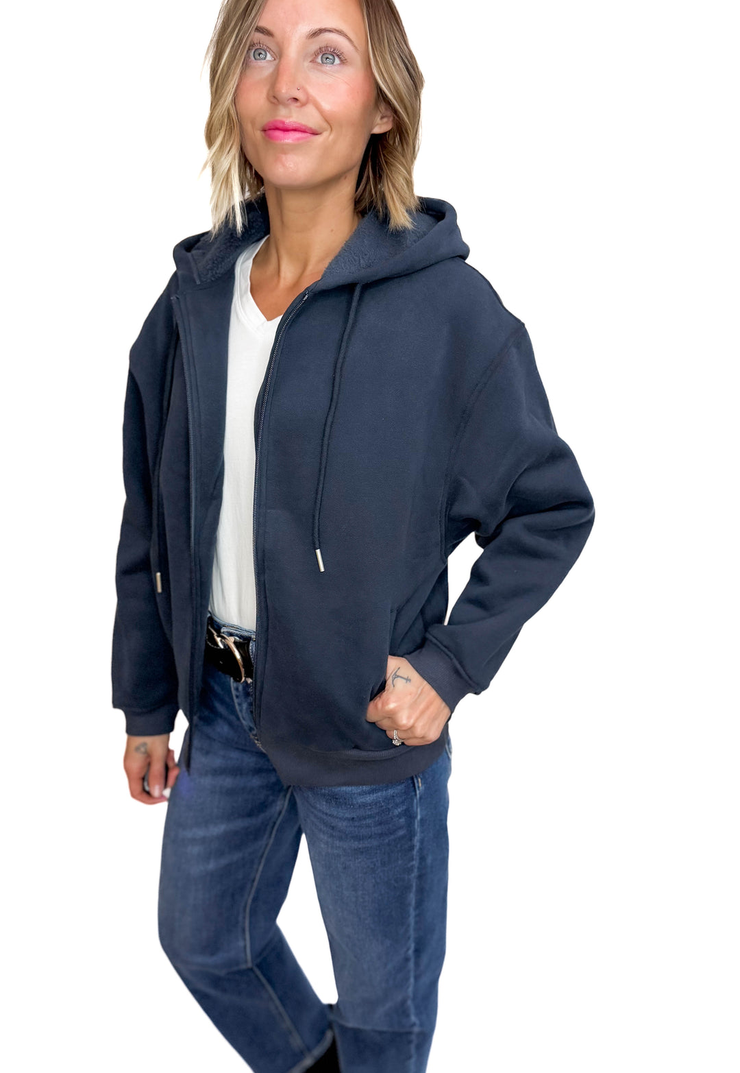 Baillie Premium Cloud Fleece Zip Hoodie- NAVY-FINAL SALE