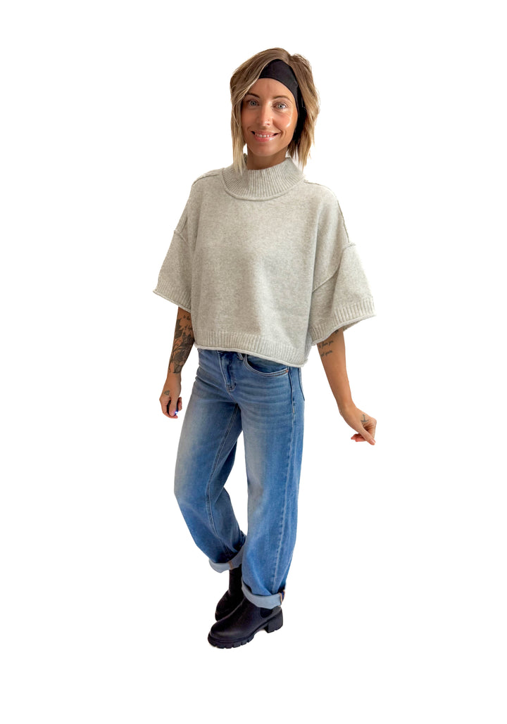 Emily Sweater Top- HEATHER GREY