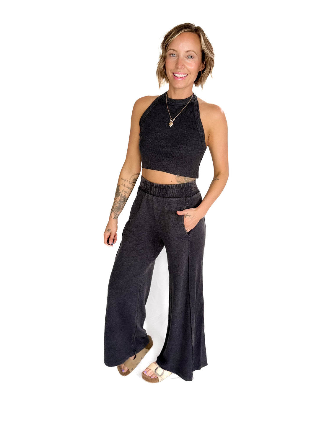 Evangeline Halter Set- CHARCOAL-FINAL SALE