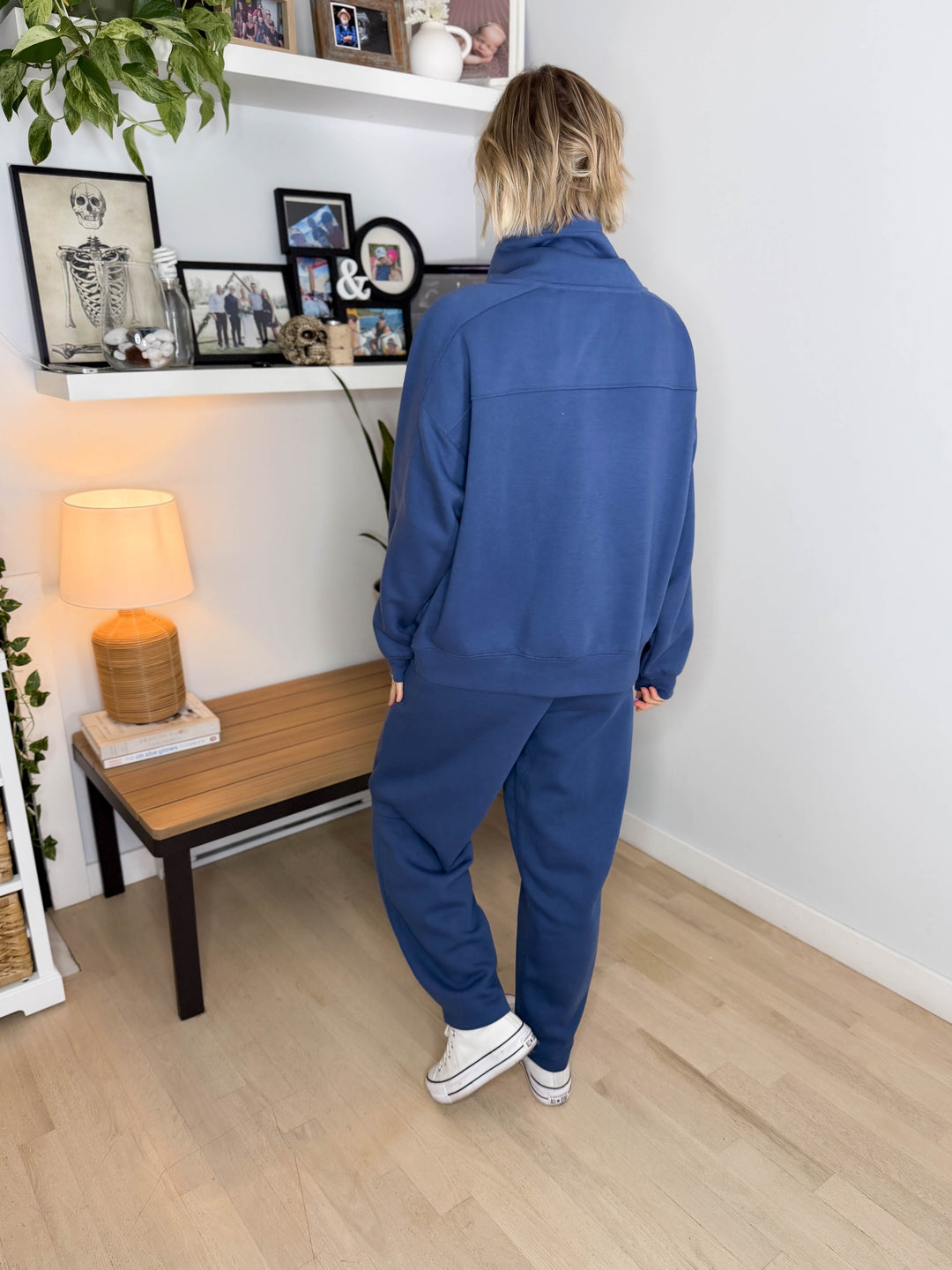 MONO B Lakeside Fleece Half Zip Pullover- OCEAN