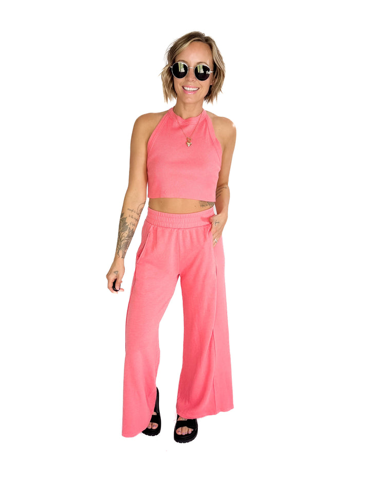 Evangeline Halter Set- BUBBLE PINK-FINAL SALE