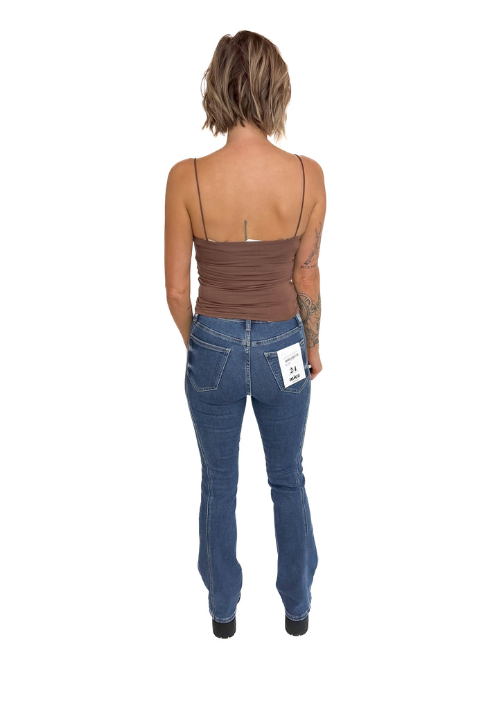 Mica Ria High Rise Bootcut Side Panel Tummy Tuck Jeans- MEDIUM WASH