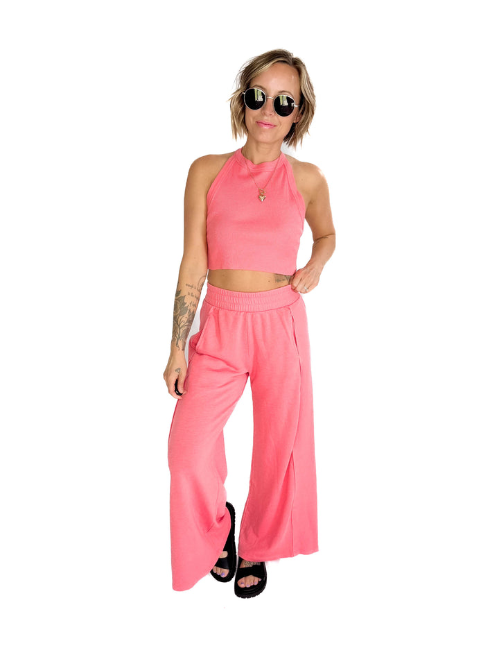 Evangeline Halter Set- BUBBLE PINK-FINAL SALE