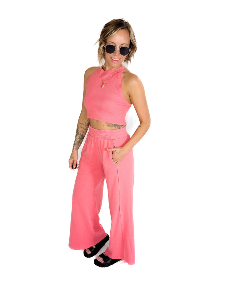 Evangeline Halter Set- BUBBLE PINK-FINAL SALE
