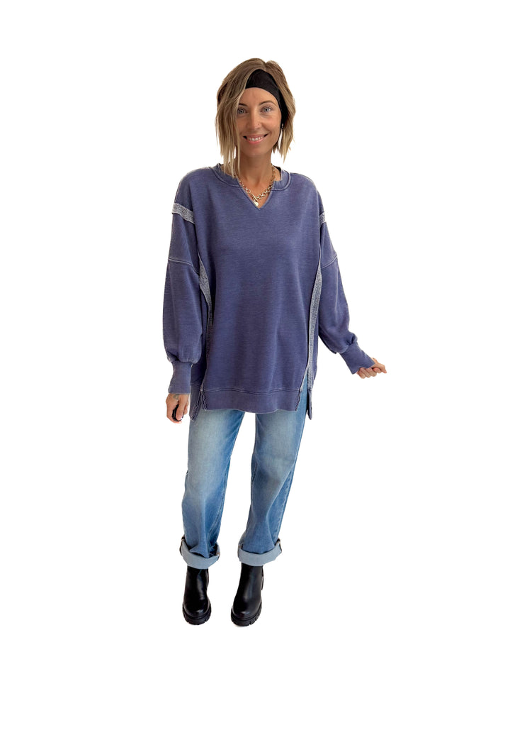 The Comfy Cut Sweatshirt- BLUE