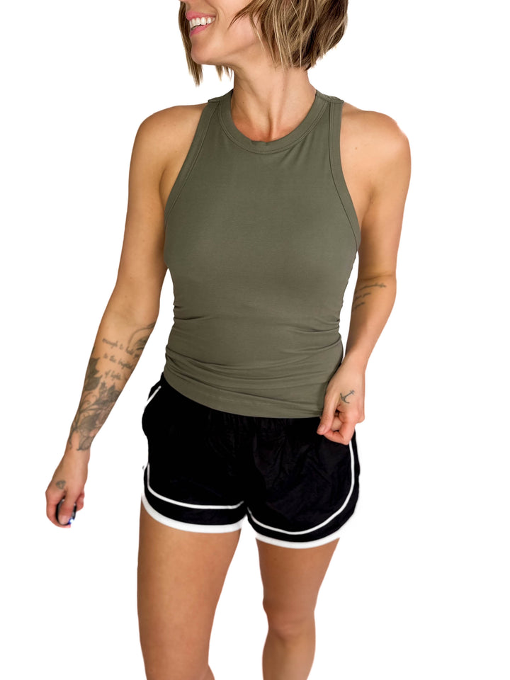 Only The Best Racerback Butter Tank- GREY SAGE-FINAL SALE