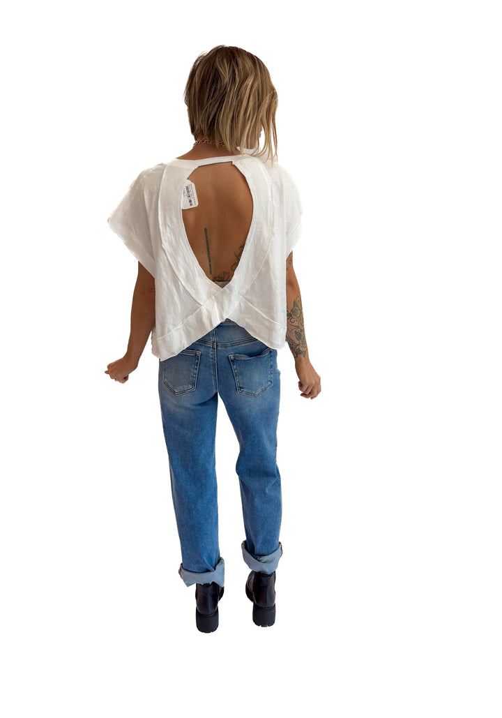Delilah Cotton Open Back Top- WHITE