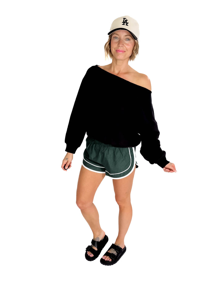 Mono B Daphne Shorts- EVERGREEN/WHITE-FINAL SALE