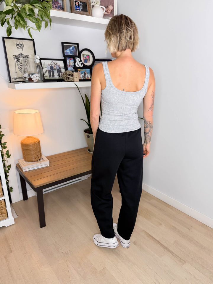 MONO B Homestead Fleece Barrel Sweatpants- BLACK