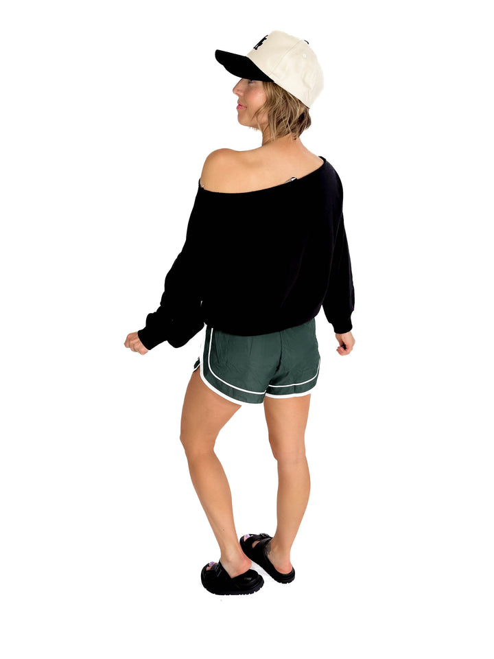 Mono B Daphne Shorts- EVERGREEN/WHITE-FINAL SALE