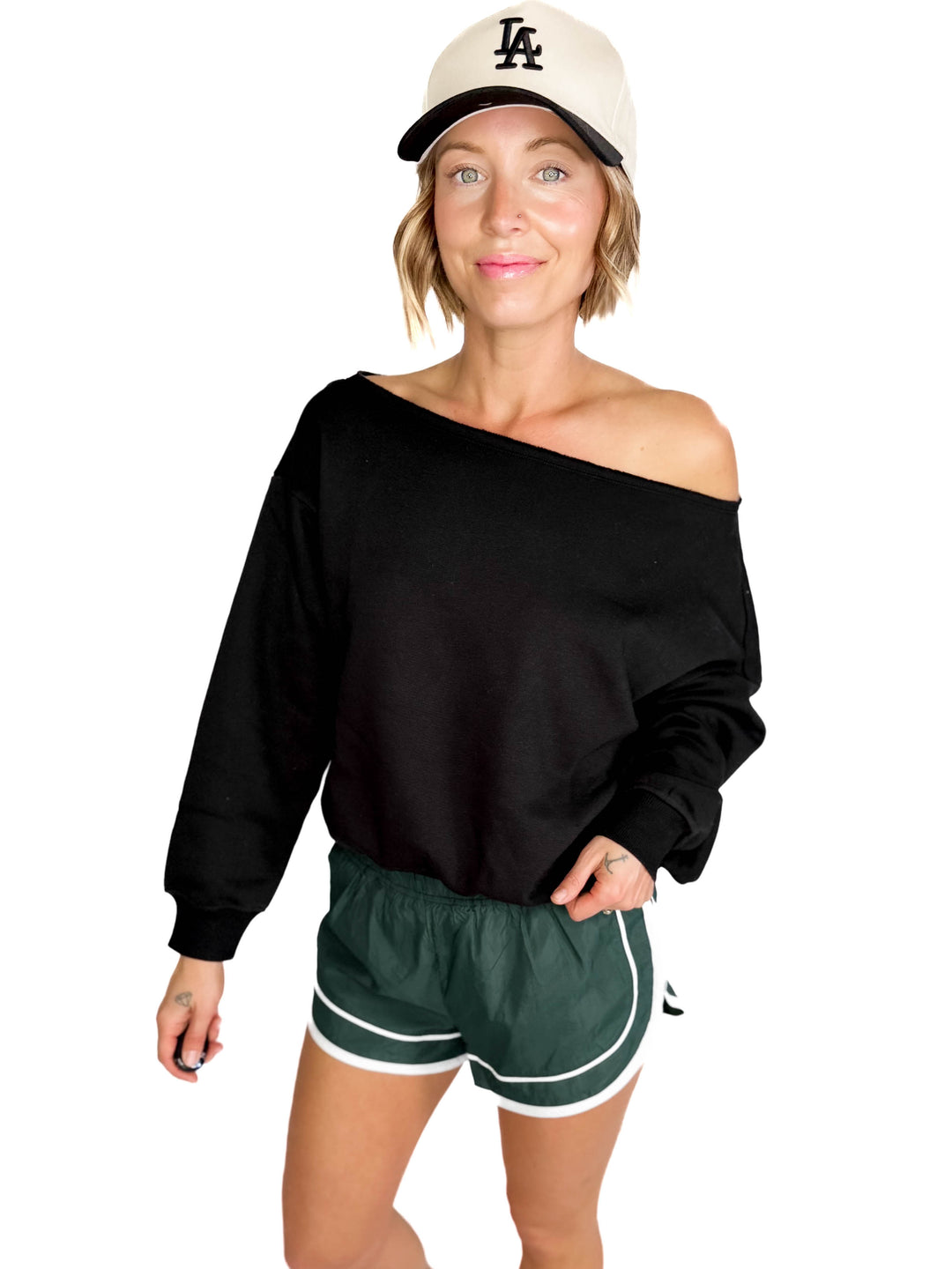 Mono B Daphne Shorts- EVERGREEN/WHITE-FINAL SALE