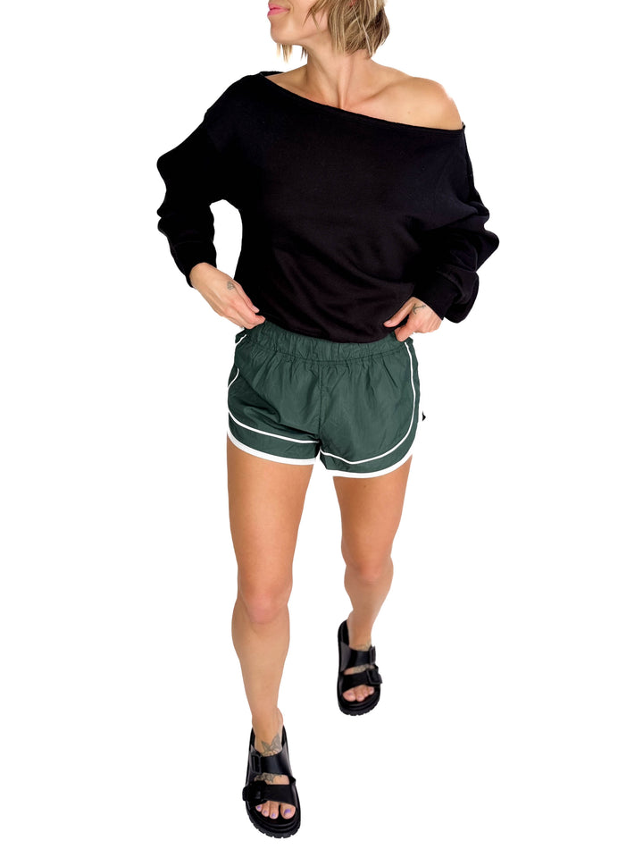 Mono B Daphne Shorts- EVERGREEN/WHITE-FINAL SALE