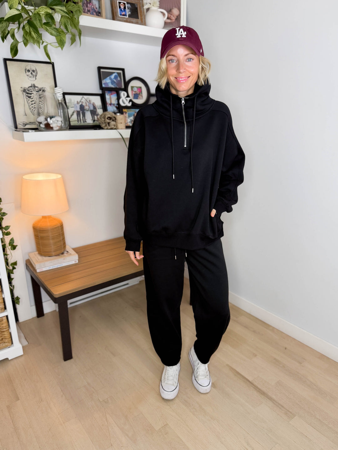 MONO B Lakeside Fleece Half Zip Pullover- BLACK