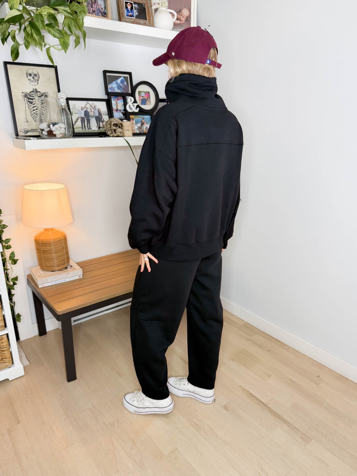 MONO B Lakeside Fleece Half Zip Pullover- BLACK