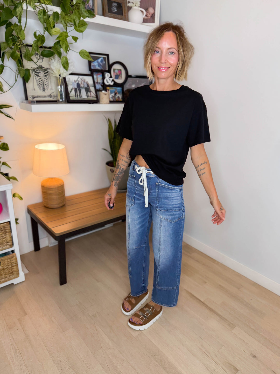 Prairie Sky Oversized Cotton T-Shirt- BLACK