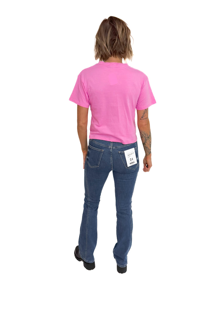 Nova Crew Neck Cropped T-Shirt- CANDY PINK