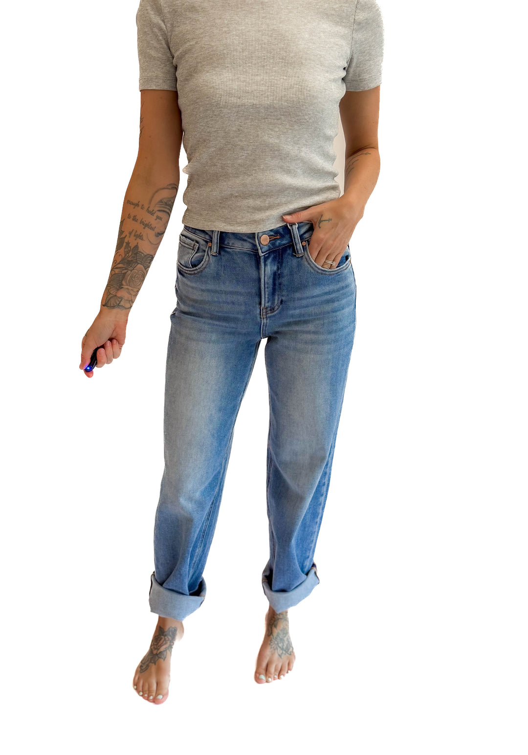 RISEN Toni High Rise Relaxed Jeans- MEDIUM WASH