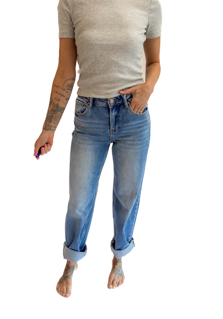 RISEN Toni High Rise Relaxed Jeans- MEDIUM WASH