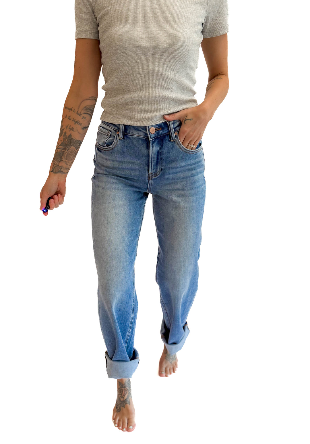 RISEN Toni High Rise Relaxed Jeans- MEDIUM WASH