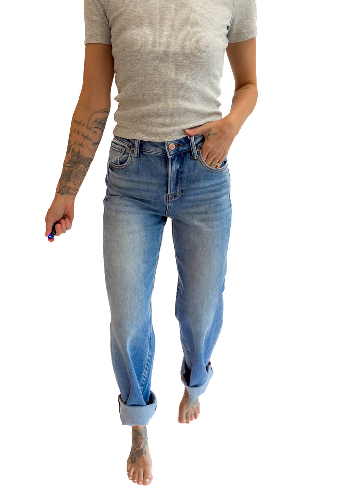 RISEN Toni High Rise Relaxed Jeans- MEDIUM WASH