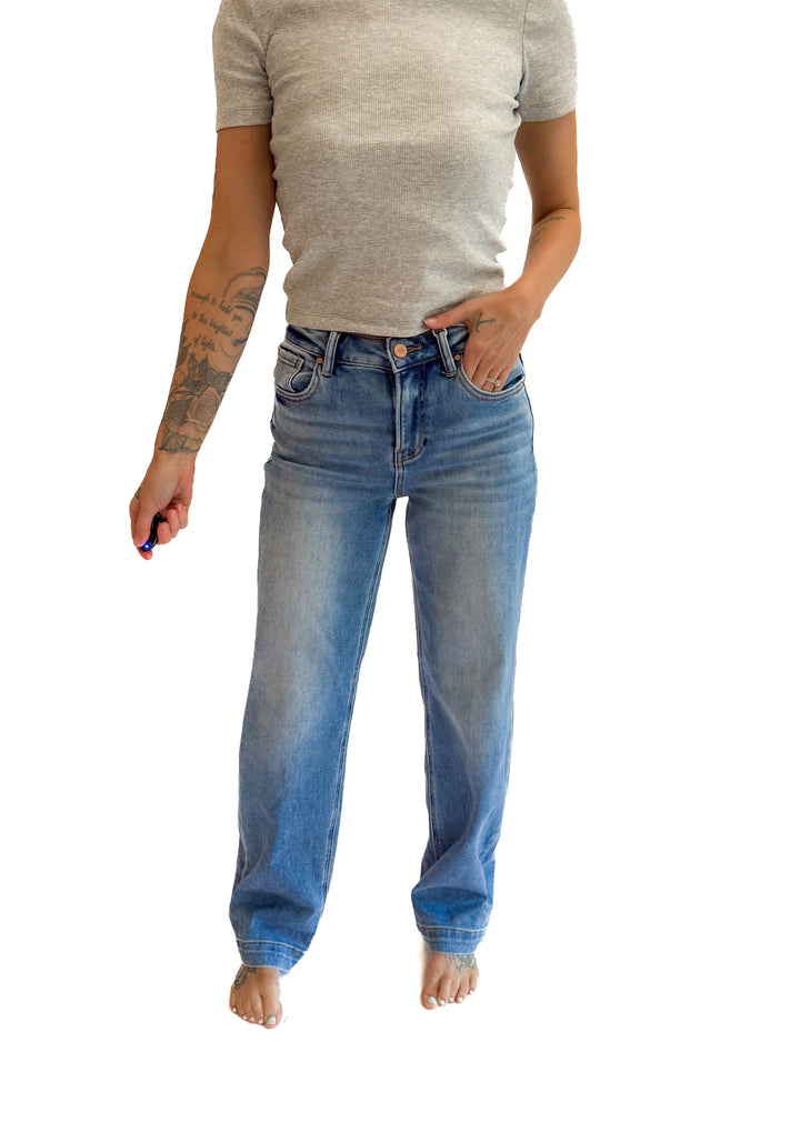RISEN Toni High Rise Relaxed Jeans- MEDIUM WASH