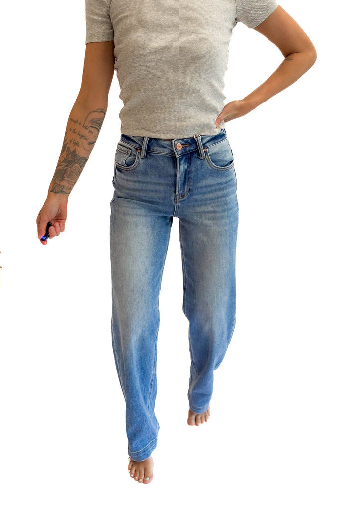 RISEN Toni High Rise Relaxed Jeans- MEDIUM WASH