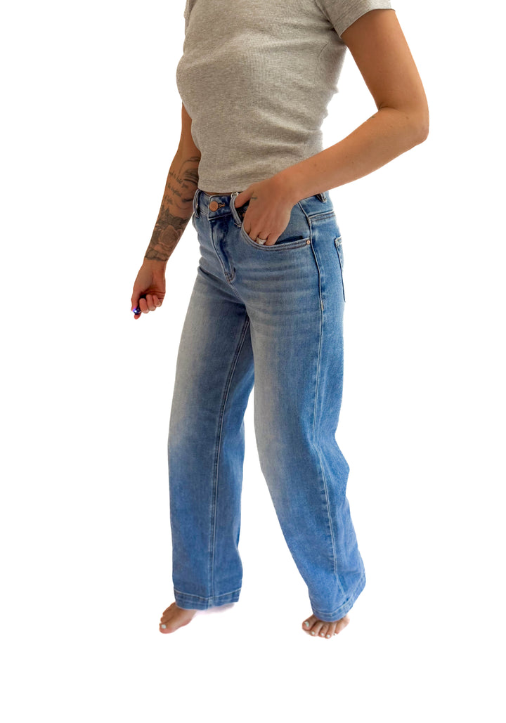 RISEN Toni High Rise Relaxed Jeans- MEDIUM WASH