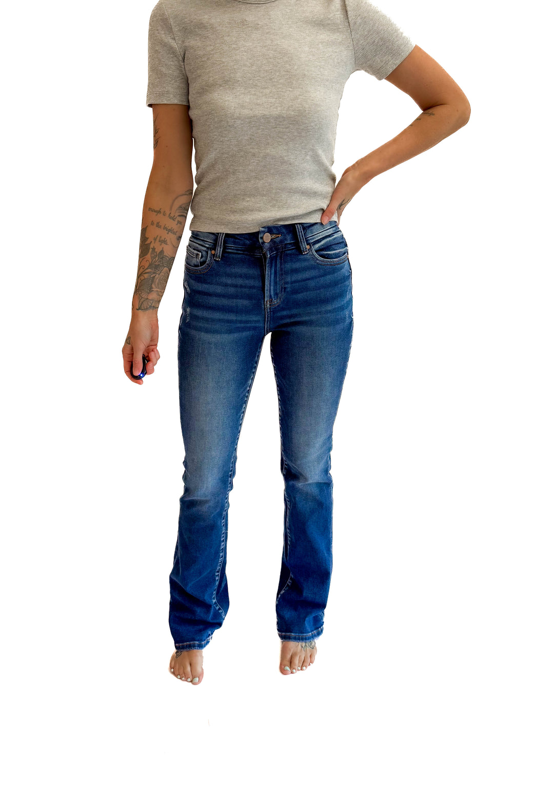 RISEN Darla High Rise Boot Cut Jeans- DARK WASH