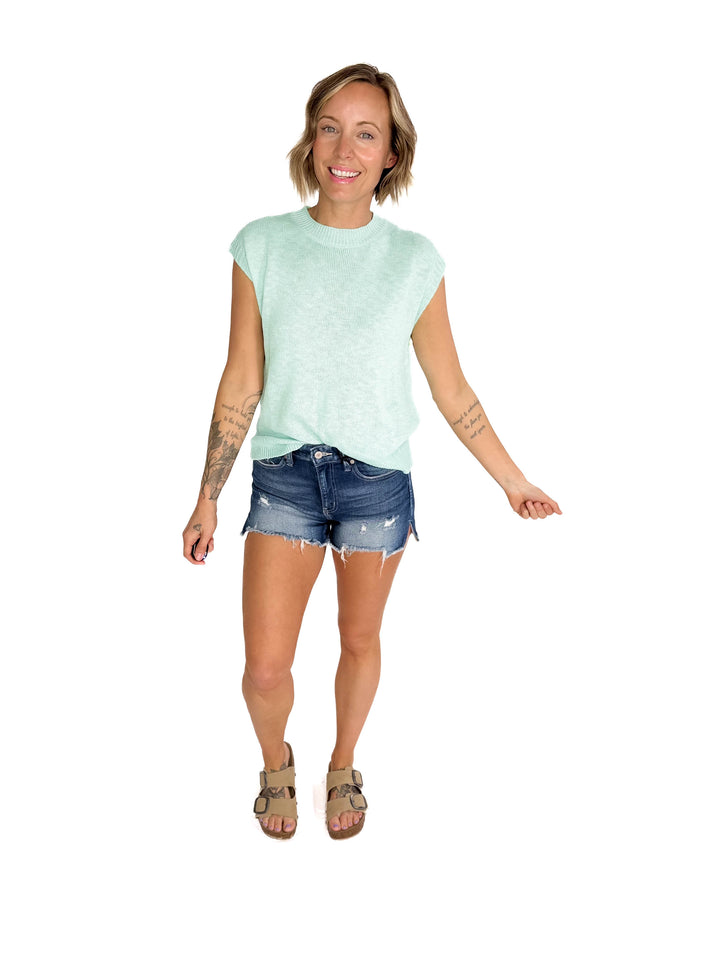 Maya Knit Crew Neck Top- MINT-FINAL SALE