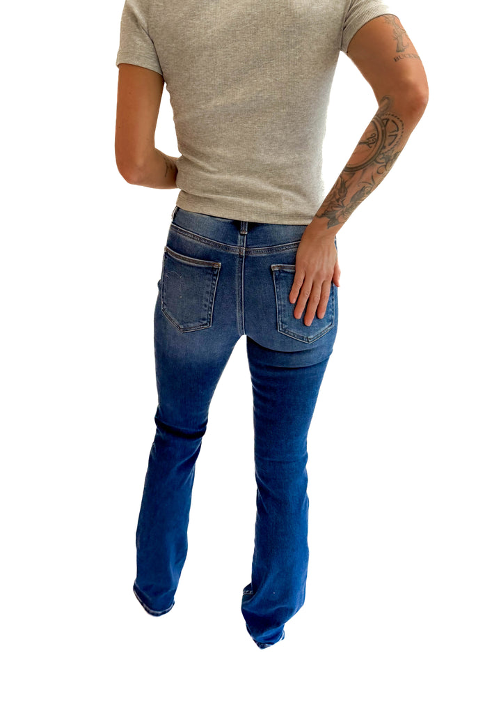 RISEN Darla High Rise Boot Cut Jeans- DARK WASH