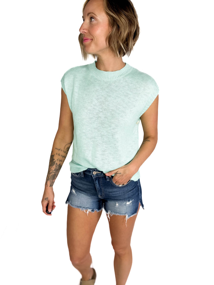 Maya Knit Crew Neck Top- MINT-FINAL SALE
