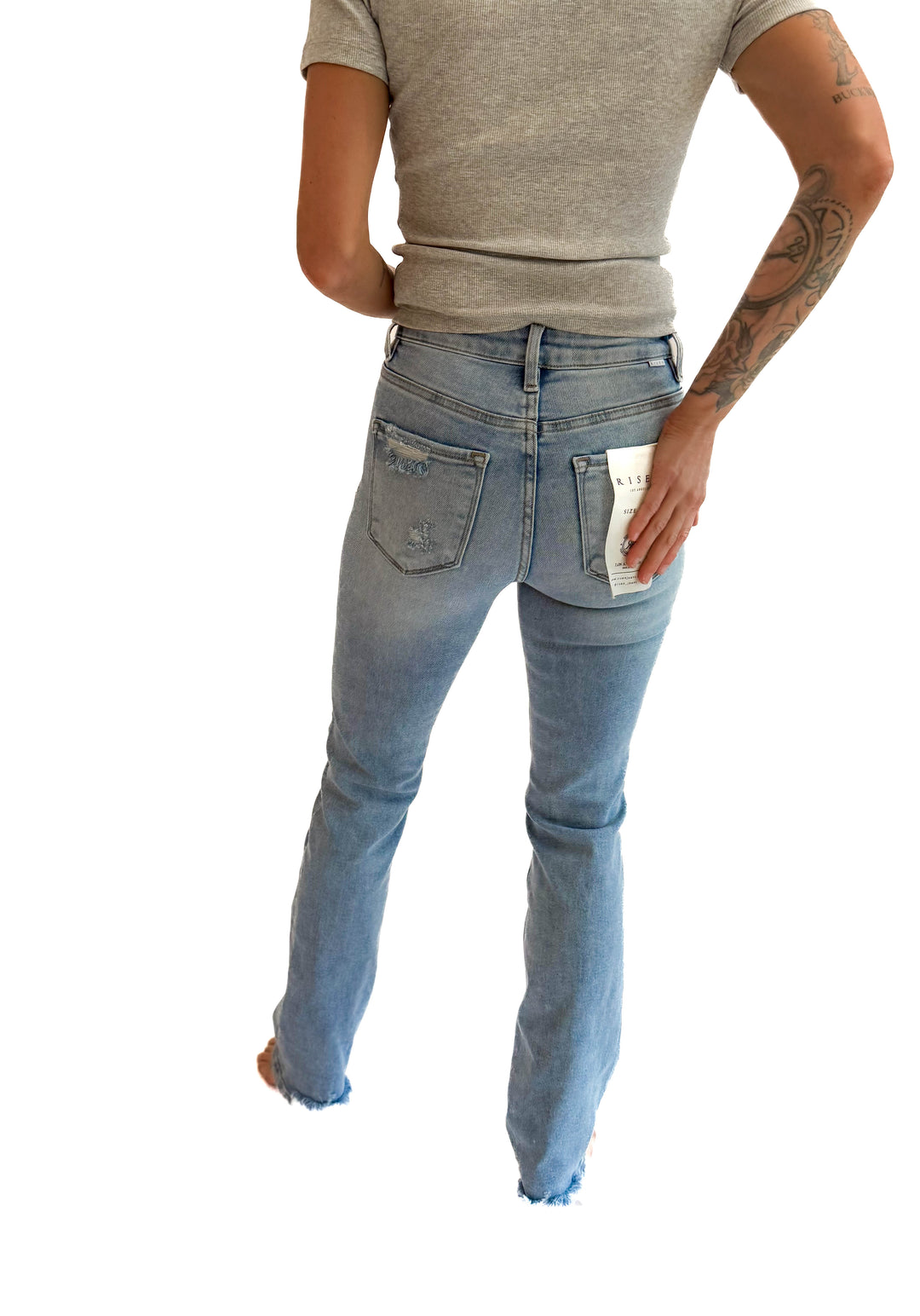 RISEN Carrie High Rise Straight Leg Tummy Control Jeans- MEDIUM WASH