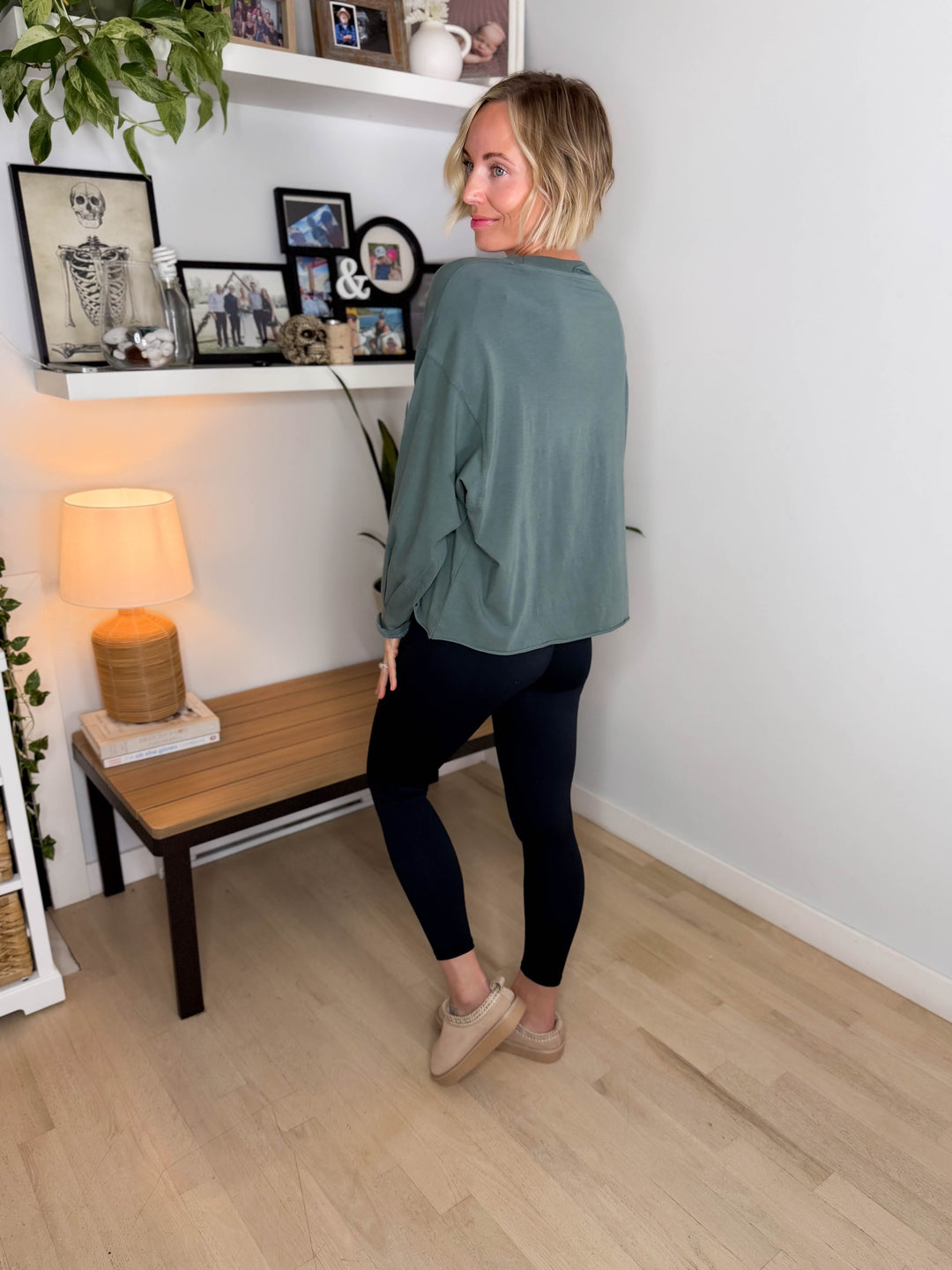 MONO B Sunday Brunch Pima Cotton Long Sleeve- EUCALYPTUS