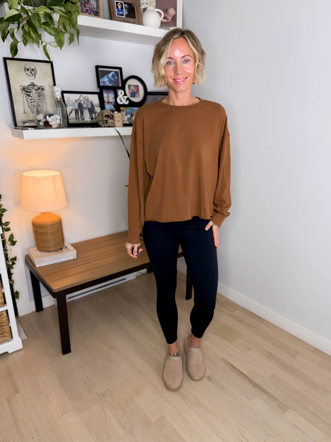 MONO B Sunday Brunch Pima Cotton Long Sleeve- GOLDEN HOUR