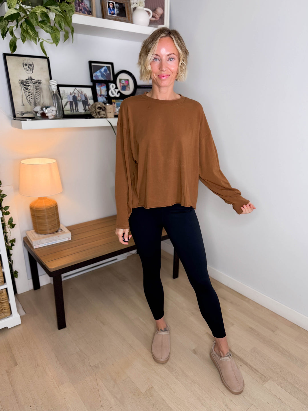 MONO B Sunday Brunch Pima Cotton Long Sleeve- GOLDEN HOUR