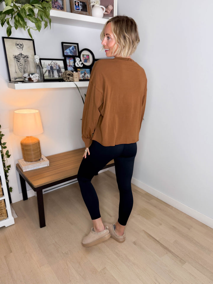 MONO B Sunday Brunch Pima Cotton Long Sleeve- GOLDEN HOUR