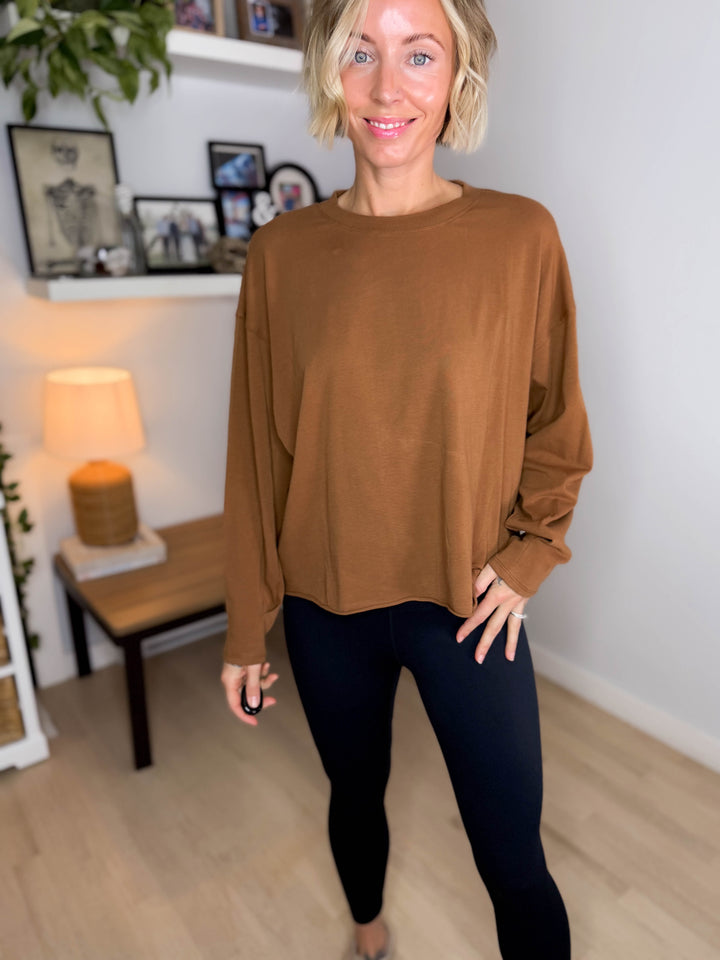 MONO B Sunday Brunch Pima Cotton Long Sleeve- GOLDEN HOUR