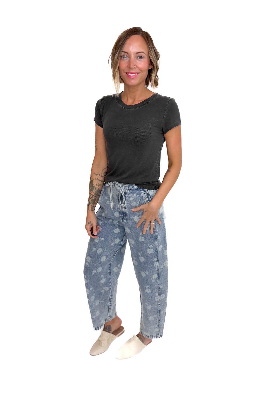 Colette Classic Ribbed T-Shirt- CHARCOAL-FINAL SALE