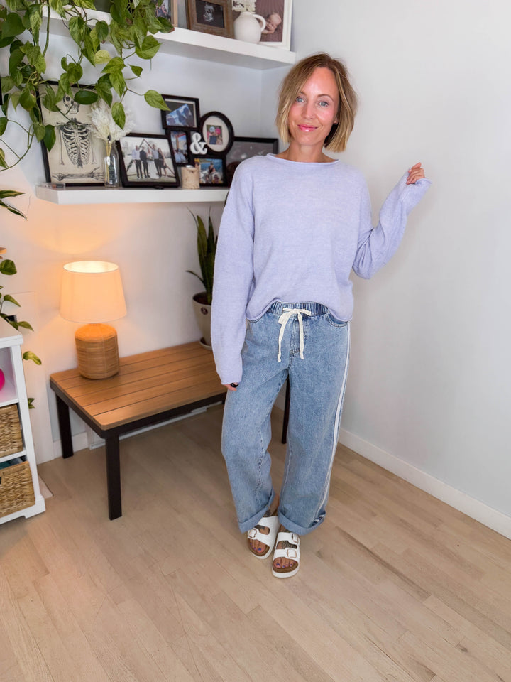 Lo Knit Sweater- BLUEBERRY-FINAL SALE