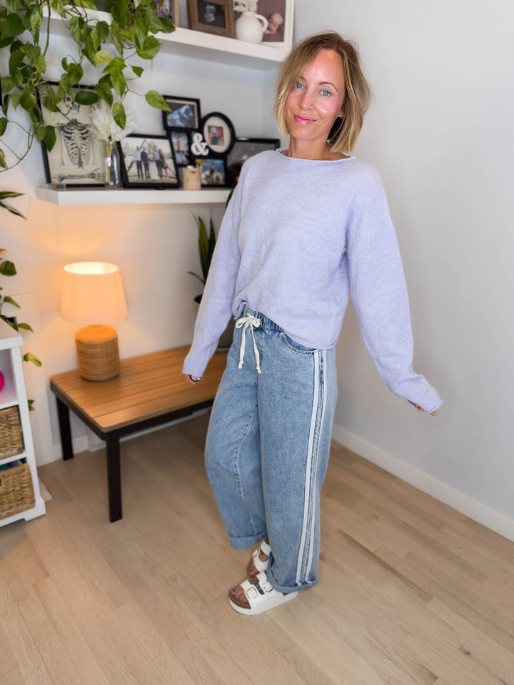 Lo Knit Sweater- BLUEBERRY-FINAL SALE