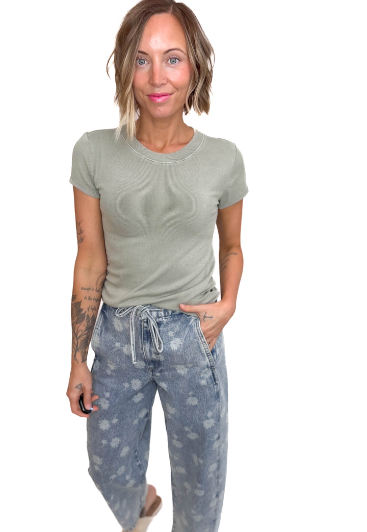 Colette Classic Ribbed T-Shirt-SOFT SAGE-FINAL SALE