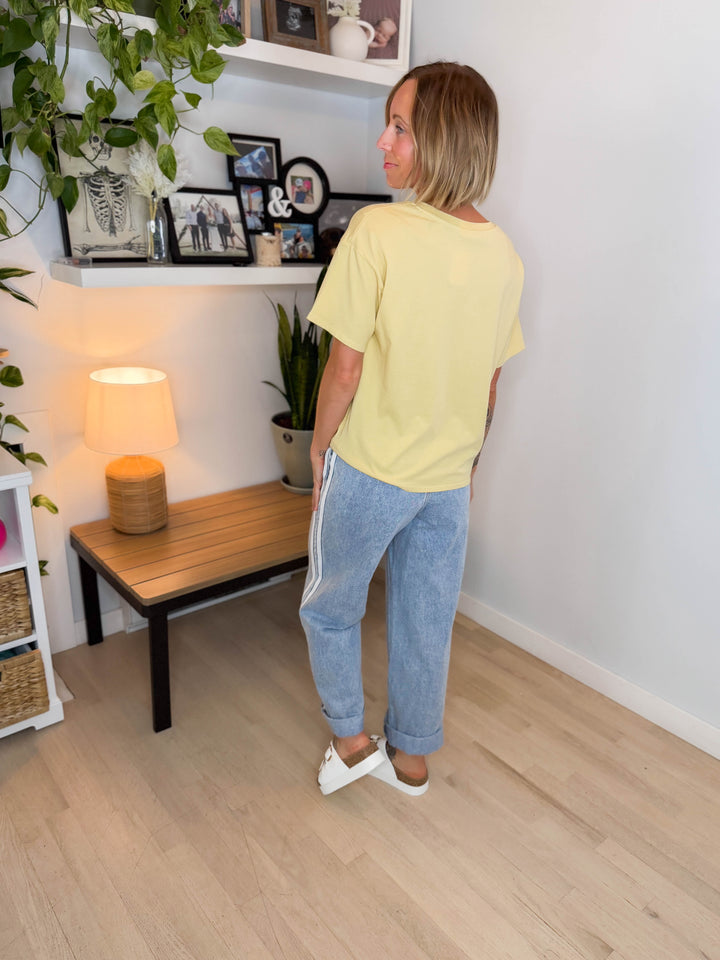 Prairie Sky Oversized Cotton T-Shirt- DUSTY YELLOW