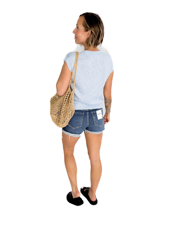 Maya Knit Crew Neck Top- PERI BLUE-FINAL SALE