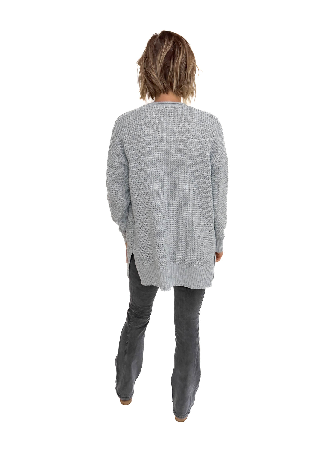 Marley Waffle Cardigan- HEATHER GREY-FINAL SALE