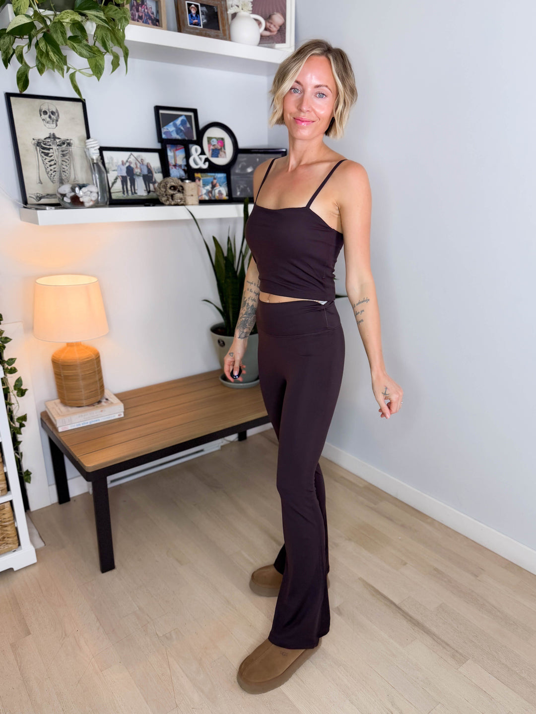 MONO B Sunrise Seamless Flare Leggings- COFFEE BEAN